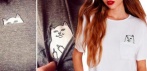 На футболку с котом в кармане от RIPNDIP - Lord Nermal (go away)