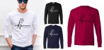 На качественную футболку Unisex с длинным рукавом и весёлым принтом ЭКГ