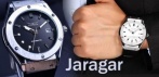 На мужские часы Jaragar, нержавеющая сталь, черный каучуковый ремешок